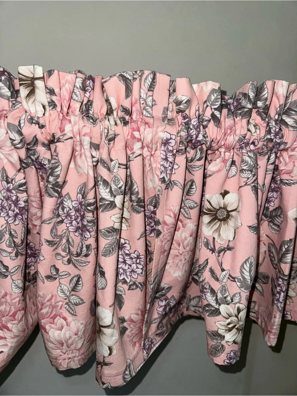 New Set Of 2 Pink Floral Valances